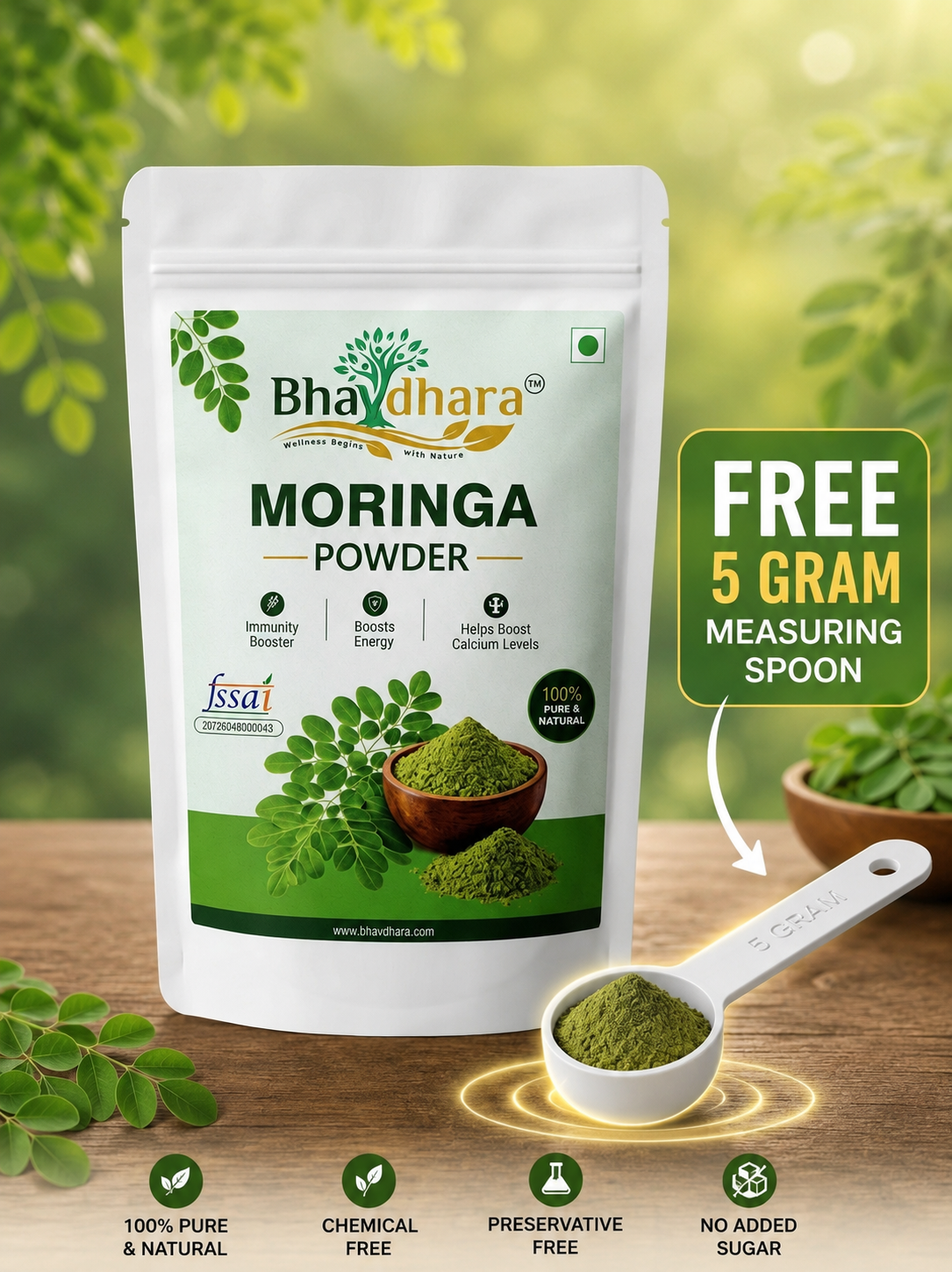 100% Pure Moringa Powder 200g | Bhavdhara Best Moringa powder brand in India